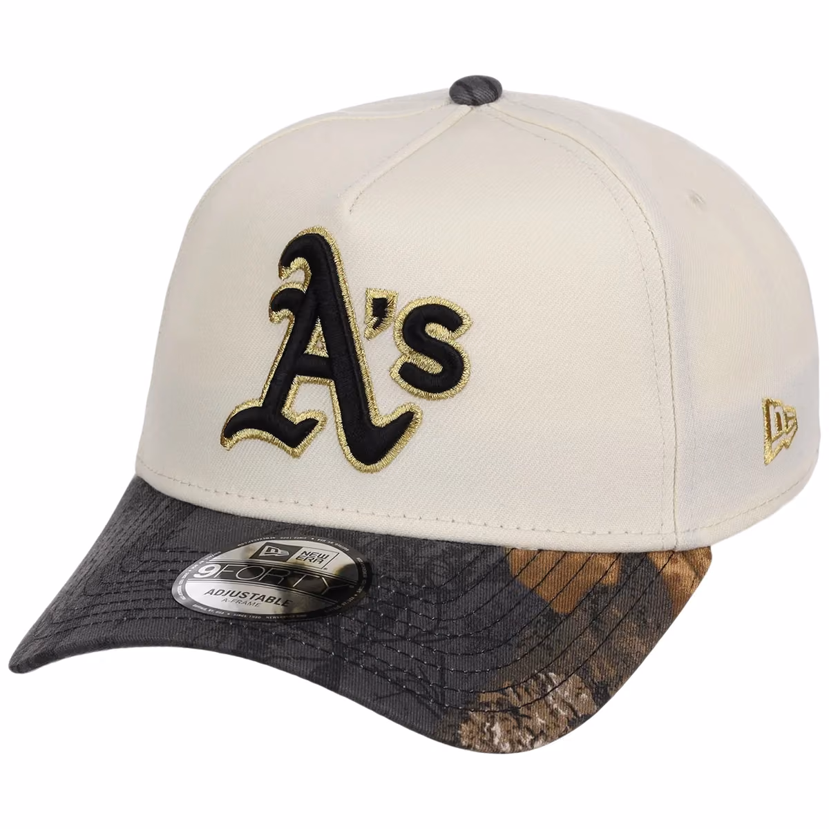 Oakland Athletics MLB Black Realtree Chrome New Era 9FORTY detail view