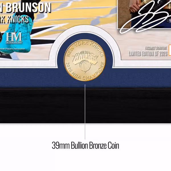 Jalen Brunson NY Knicks 2026 NBA Finals MVP Bronze Coin Framed Photo view 2