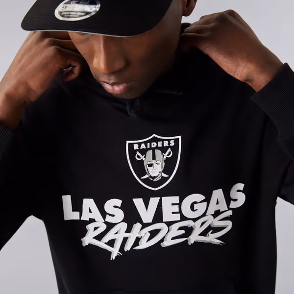Las Vegas Raiders Script New Era NFL Hoodie Black view 3
