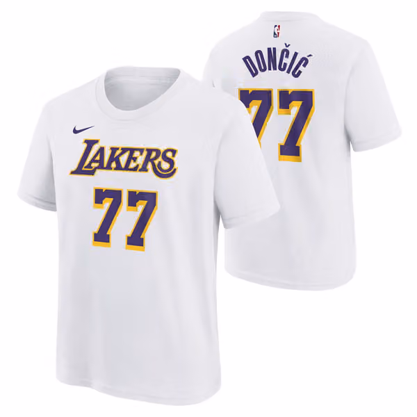 Luka Doncic #77 Los Angeles Lakers Nike Player NBA T-Shirt White (YOUTH) view 1