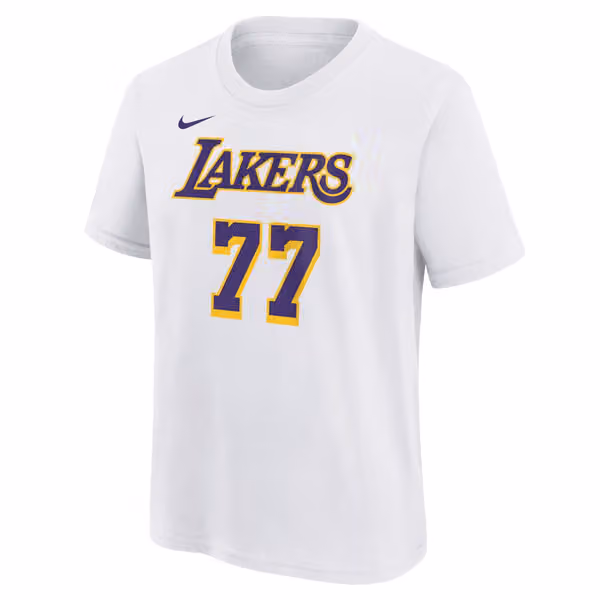 Luka Doncic #77 Los Angeles Lakers Nike Player NBA T-Shirt White (YOUTH) view 2