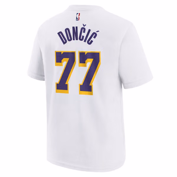 Luka Doncic #77 Los Angeles Lakers Nike Player NBA T-Shirt White (YOUTH) view 3