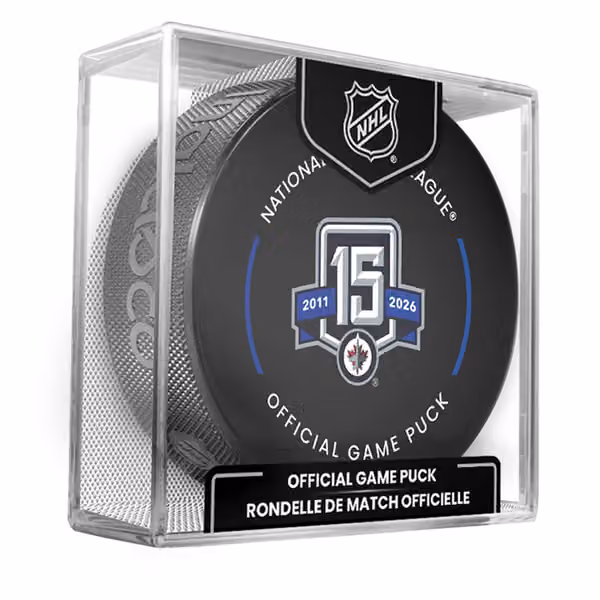 Winnipeg Jets 15th Anniversary 2025-26 NHL Official Game Puck view 1