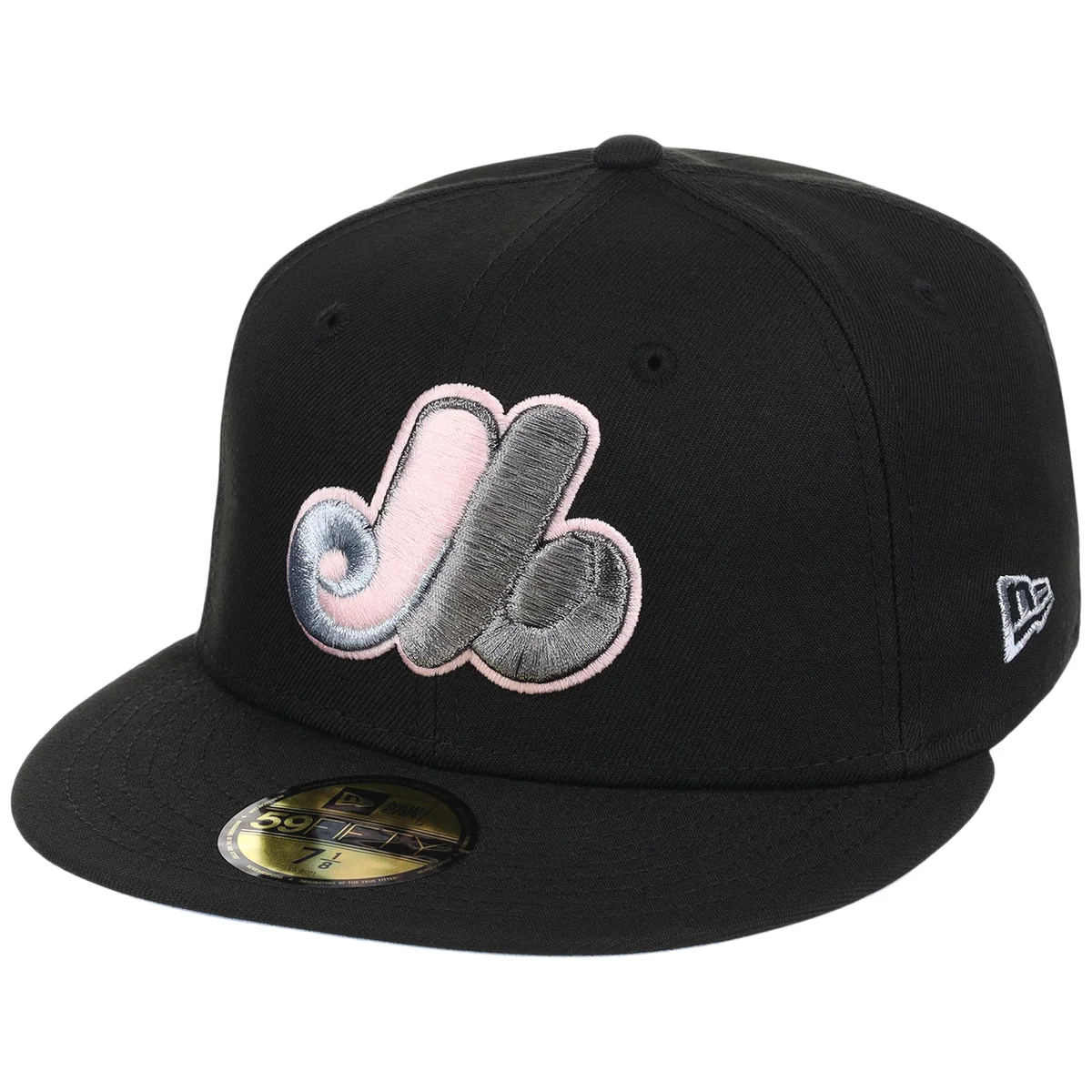 Montreal Expos MLB Pewter Skies New Era 59FIFTY detail view
