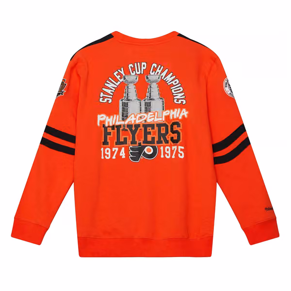 Philadelphia Flyers All Over Mitchell & Ness NHL Crew Fleece Pullover view 2