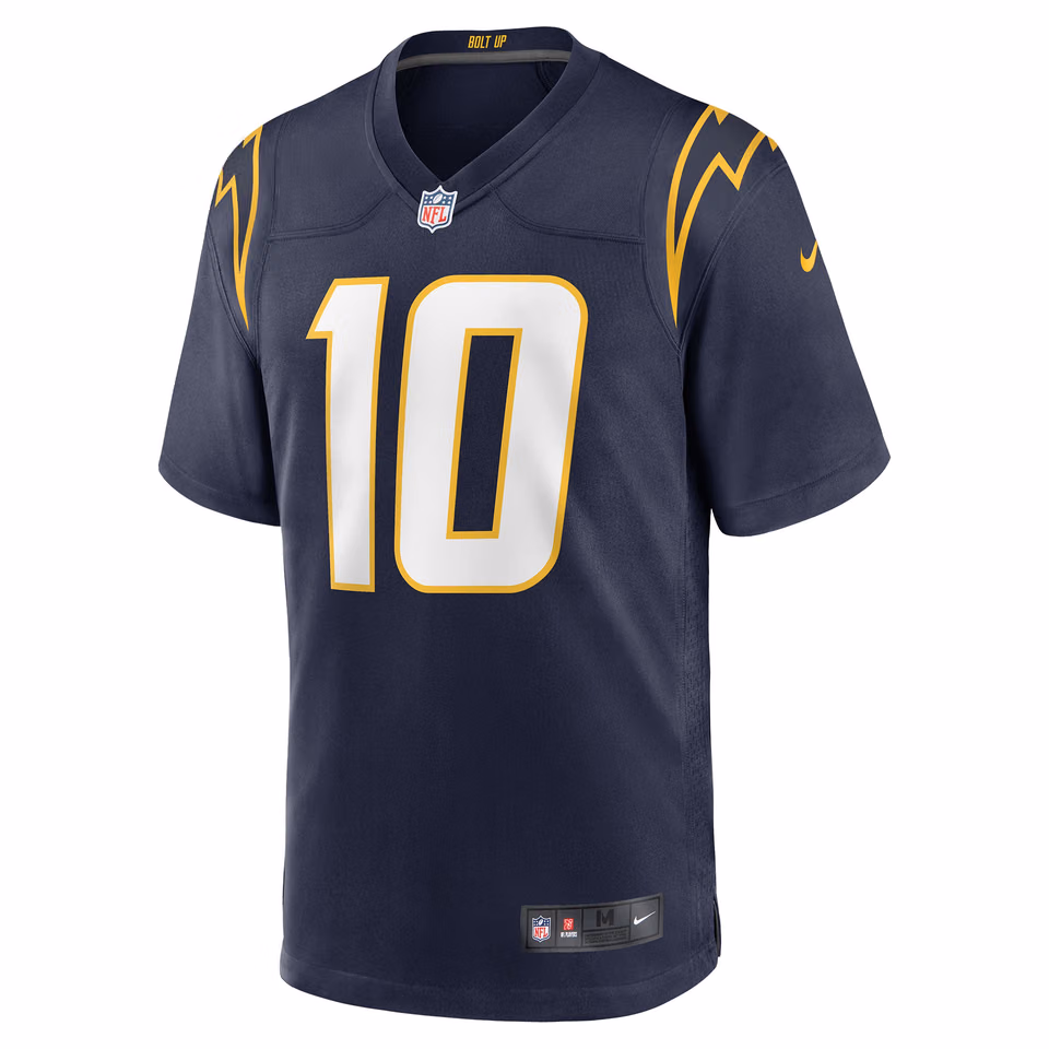 Justin Herbert #10 Los Angeles Chargers Nike Game NFL Football Jersey Navy view 2