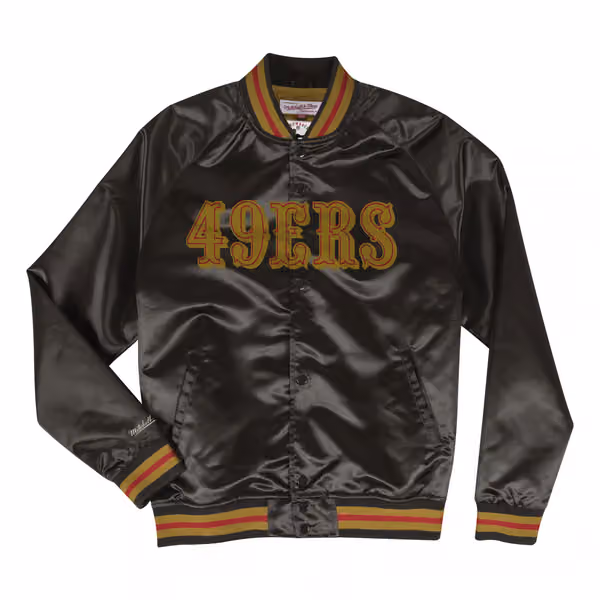 San Francisco 49ers Mitchell & Ness Lightweight Satin NFL Jacket Black view 1