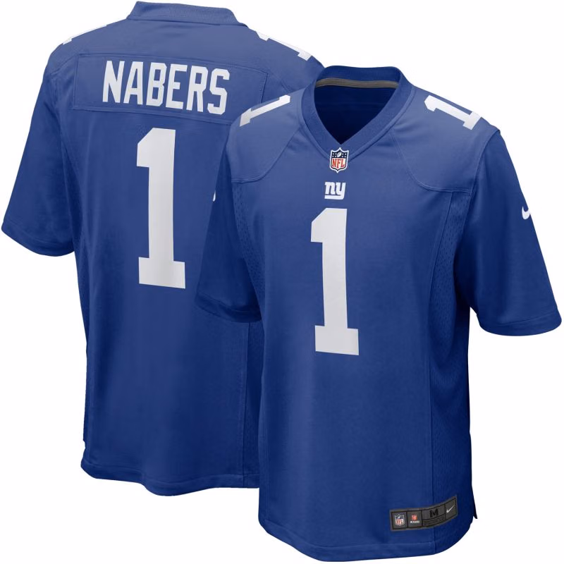 Malik Nabers #1 New York Giants Nike Game NFL Jersey Blue view 1