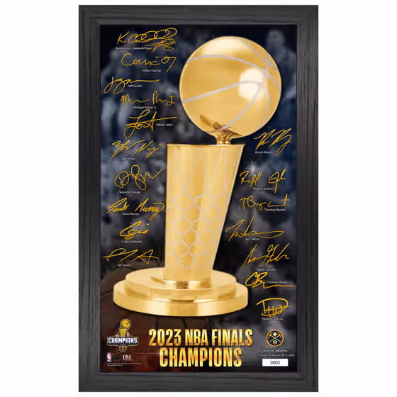 Denver Nuggets 2023 NBA Champions Signature Trophy Framed Photo view 1