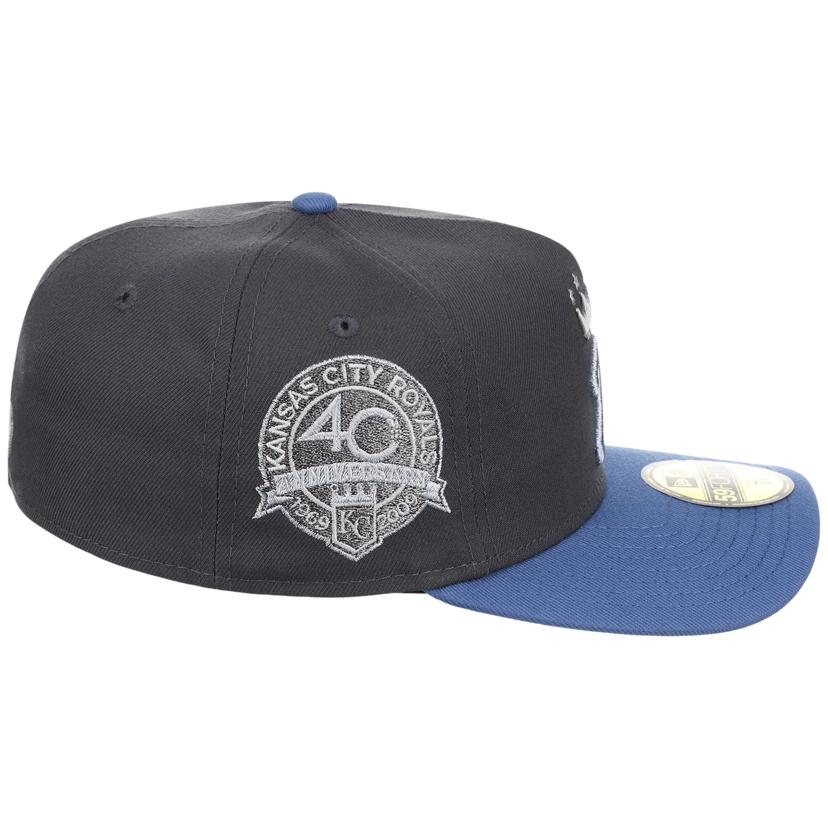 Kansas City Royals MLB Indigo Steel New Era 59FORTY detail view