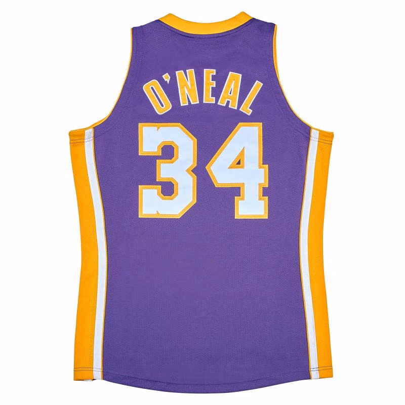 Shaquille O'Neal #34 Los Angeles Lakers 2001-02 Mitchell & Ness Authentic NBA Jersey Purple view 2