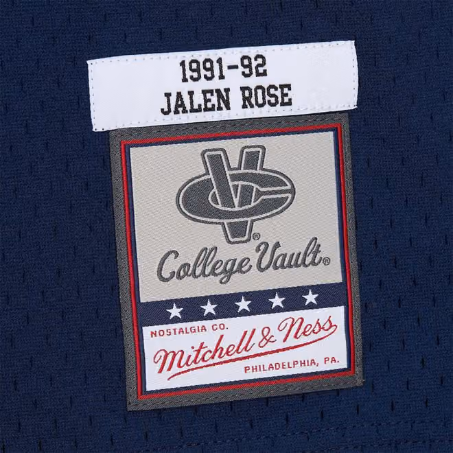 Jalen Rose #5 Michigan Wolverines 1991-92 Mitchell & Ness Swingman NCAA Jersey Navy view 3