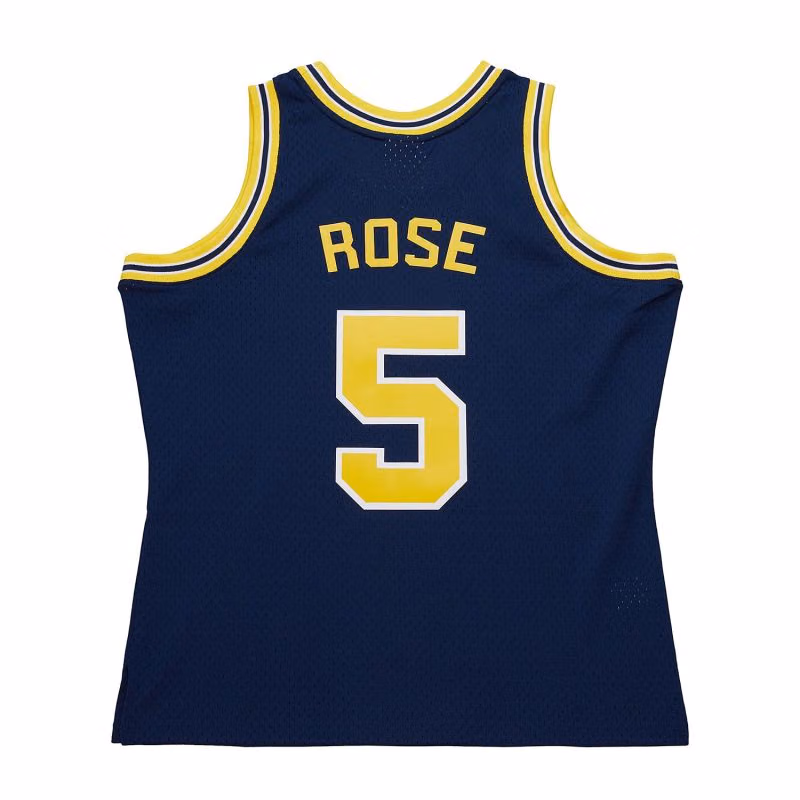 Jalen Rose #5 Michigan Wolverines 1991-92 Mitchell & Ness Swingman NCAA Jersey Navy view 2