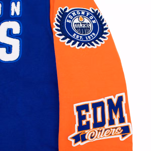 Edmonton Oilers Full Snap Patch NHL Jacket Blue/Orange view 4