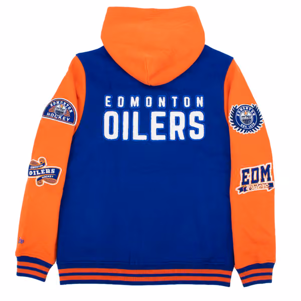 Edmonton Oilers Full Snap Patch NHL Jacket Blue/Orange view 2