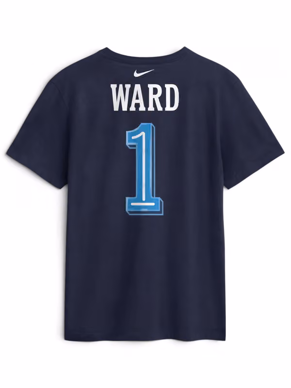 Cam Ward #1 Tennessee Titans 2026 NFL Rivalries Player T-Shirt Navy view 3