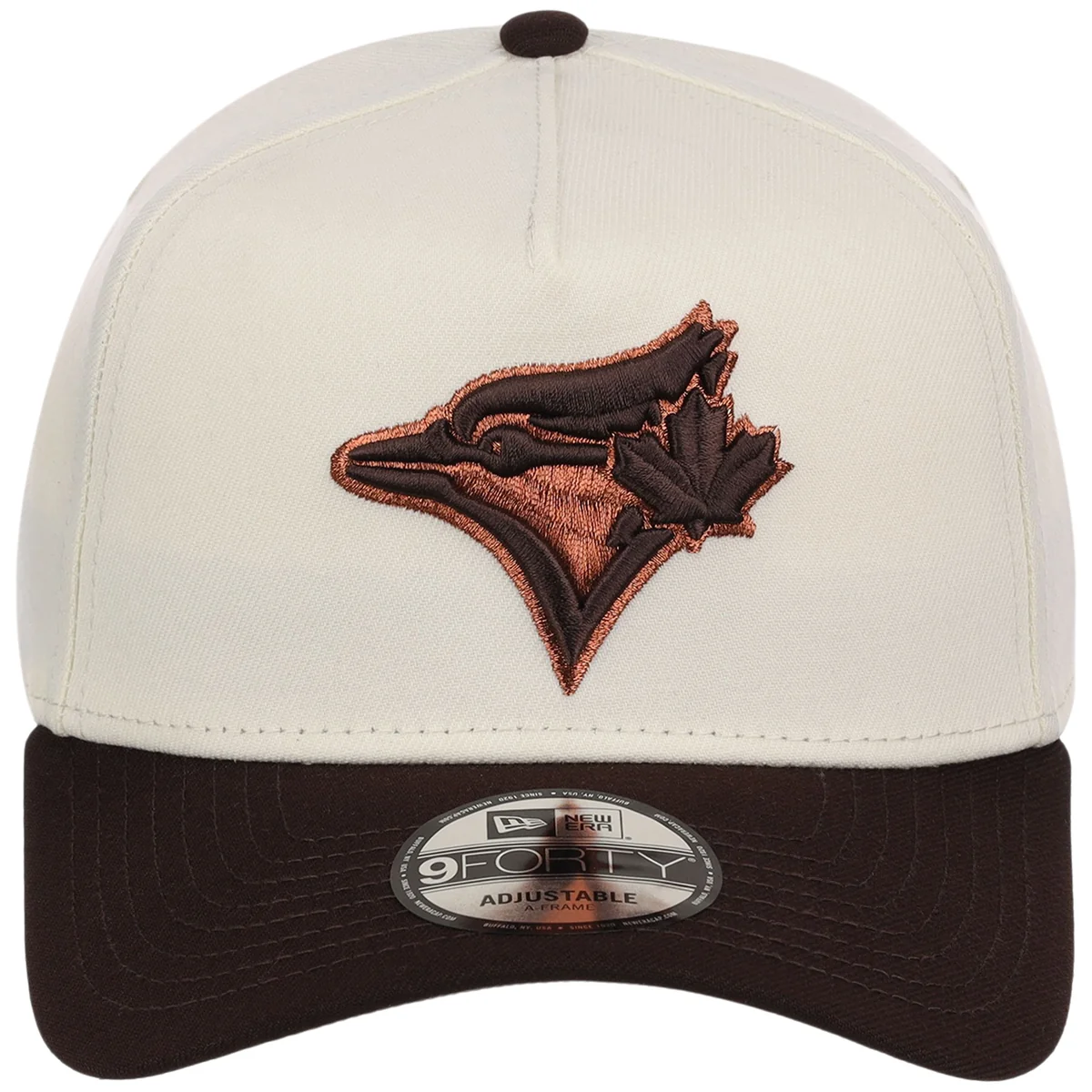Toronto Blue Jays MLB Chrome x Burnt Wood FASHION CORE New Era 9FORTY A-Frame detail view