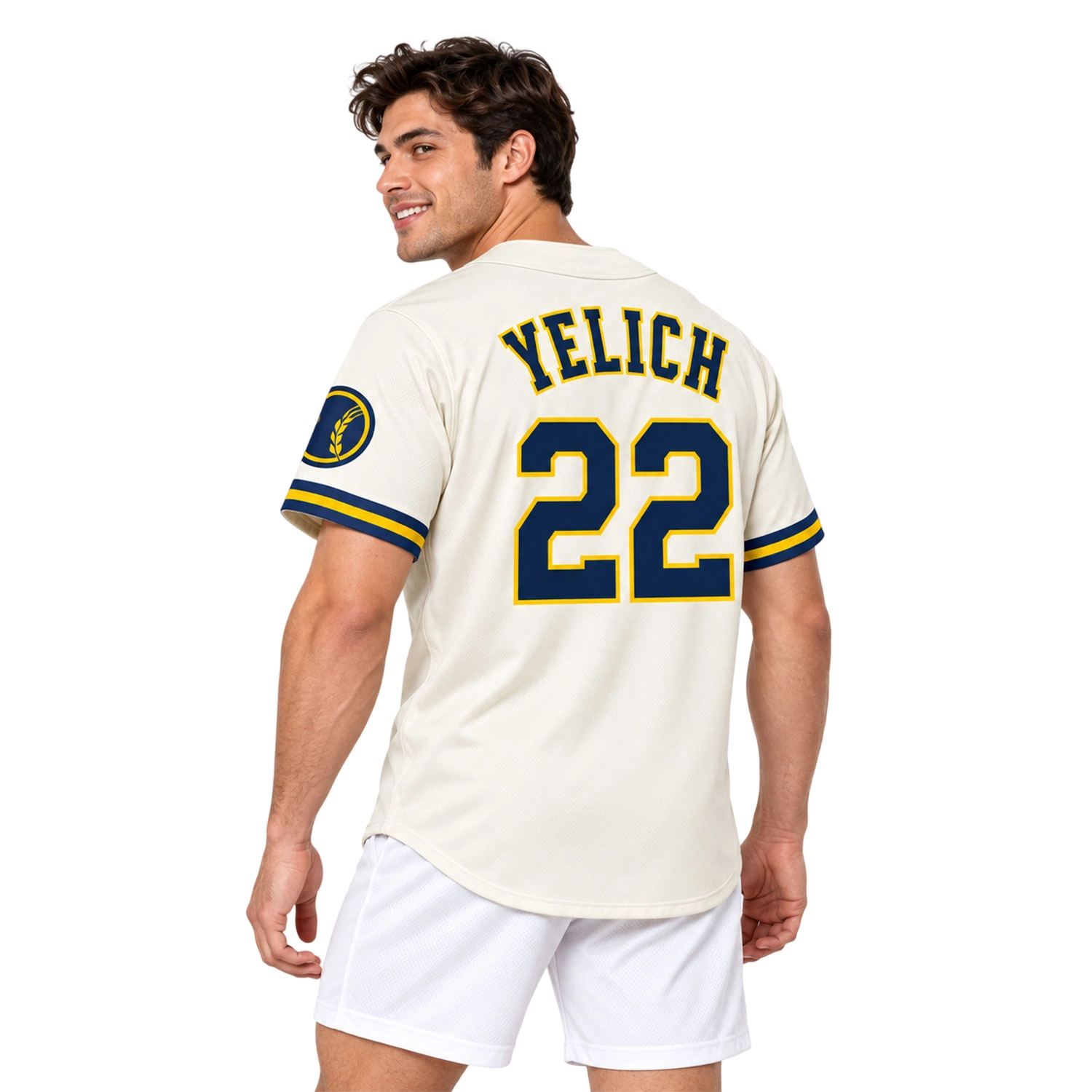 Christian Yelich Brewers Cream Jersey Elite Home Style