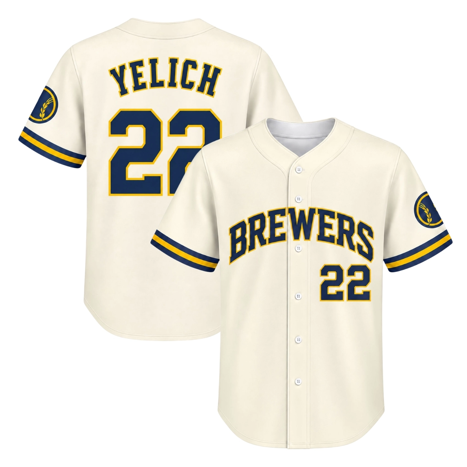 Christian Yelich Brewers Cream Jersey Elite Home Style