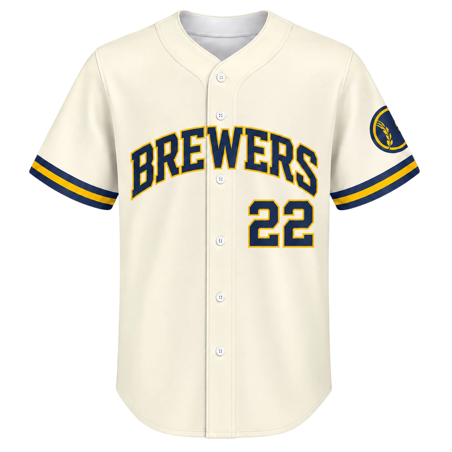 Christian Yelich Brewers Cream Jersey Elite Home Style