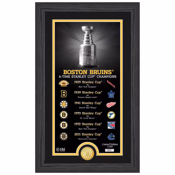 Boston Bruins Stanley Cup Legacy Bronze Coin Framed NHL Photo view 1