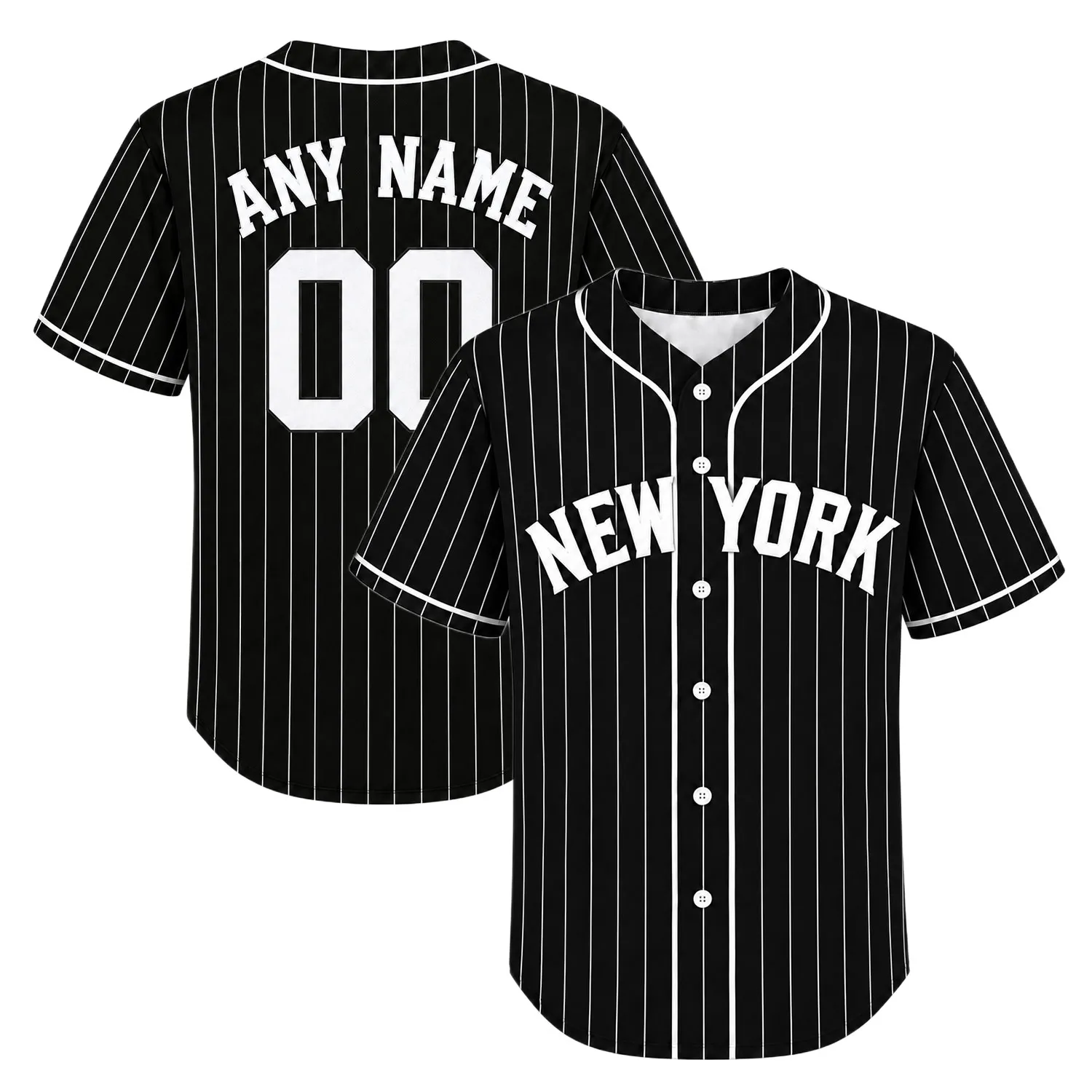 New York Yankees Black Jerseys Custom Player Elite Pinstripe Style