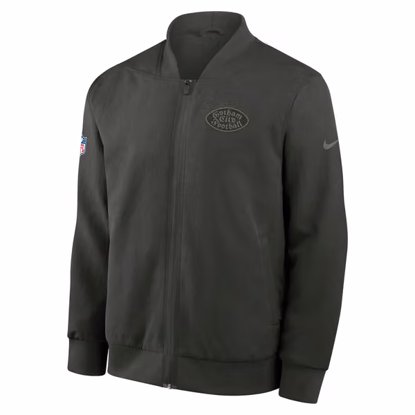 New York Jets 2025 Rivalries Sideline Bomber Jacke Olive view 2