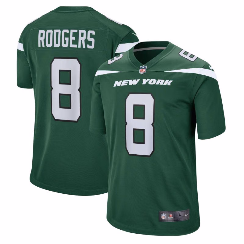 Aaron Rodgers #8 New York Jets Nike Game NFL Jersey Green view 1
