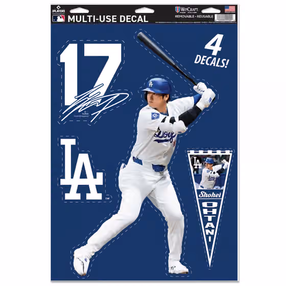Shohei Ohtani #17 Los Angeles Dodgers Player MLB Decals Set (4 Pcs.) view 1
