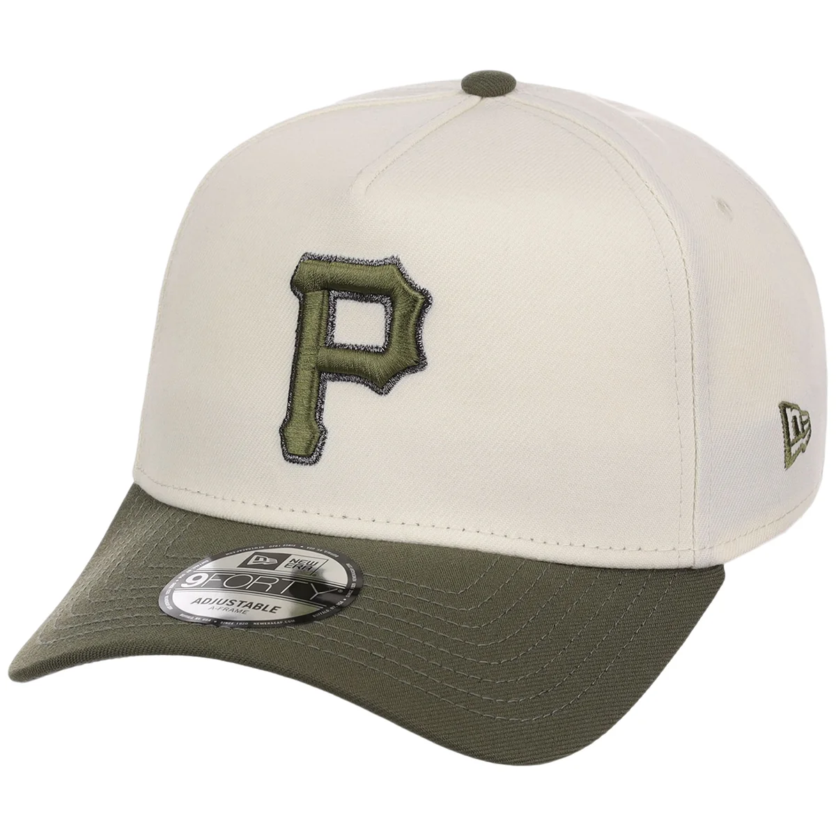 Pittsburgh Pirates MLB Chrome Olive New Era 9FORTY detail view