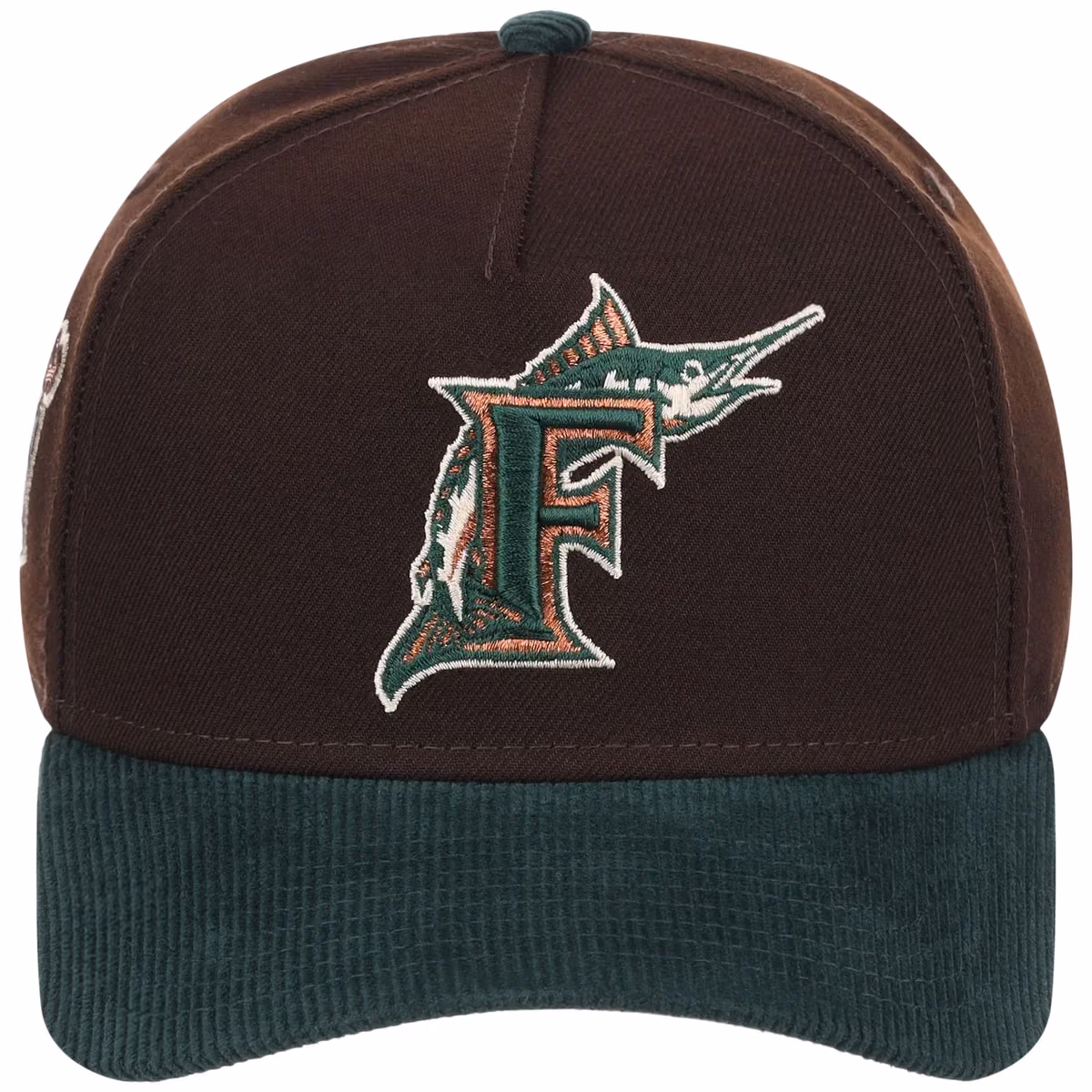 Florida Marlins MLB Forest Ember New Era 9FORTY A-Frame detail view
