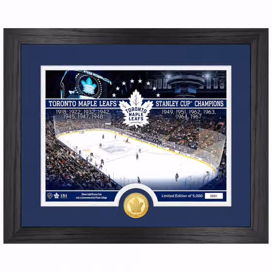 Toronto Maple Leafs 13-Time Stanley Cup Champions Bronze Coin Framed NHL Photo view 1
