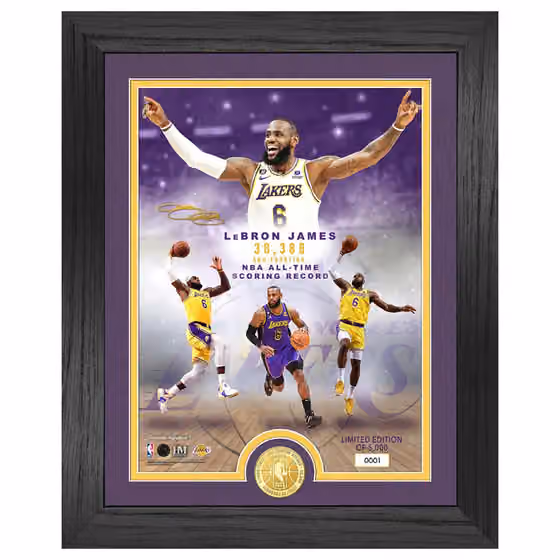 LeBron James NBA All-Time Leading Scorer Bronze Coin Framed NBA Photo view 1