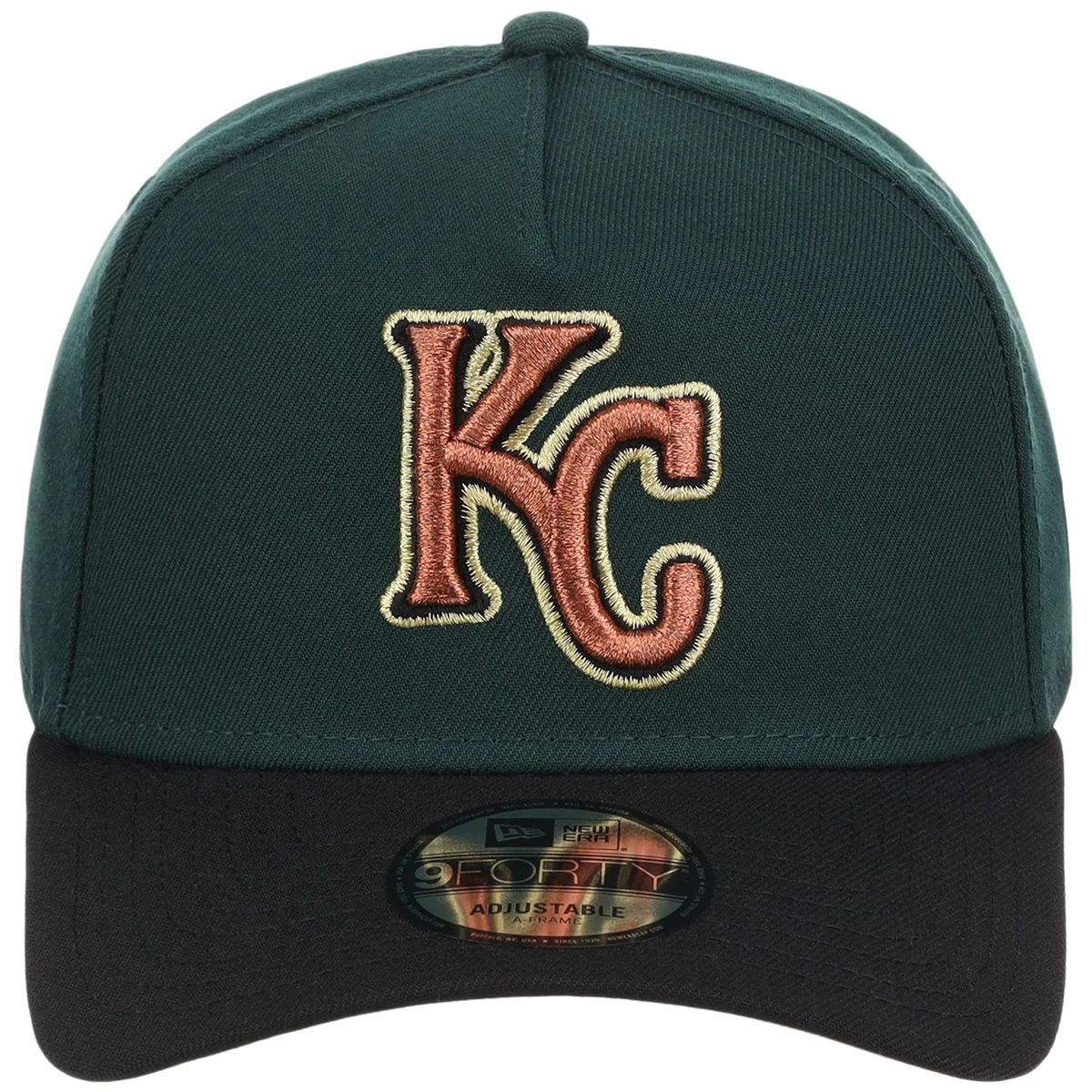 Kansas City Royals MLB Dark Green x Black FASHION CORE New Era 9FORTY A-Frame detail view