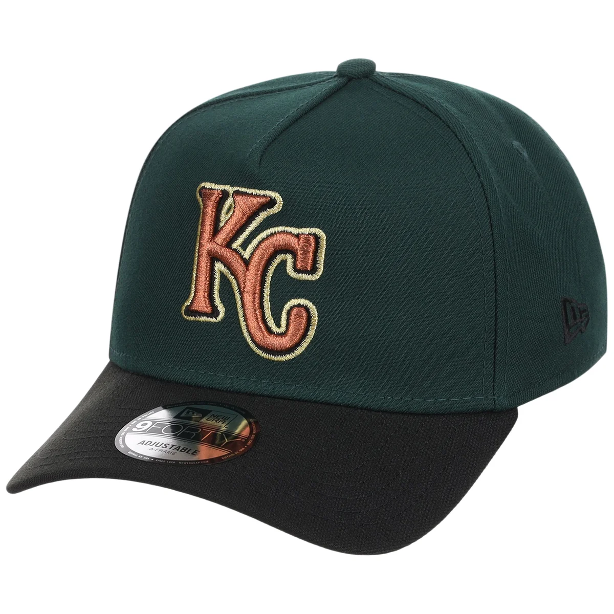 Kansas City Royals MLB Dark Green x Black FASHION CORE New Era 9FORTY A-Frame detail view