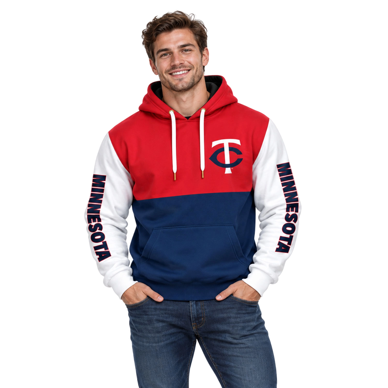 Minnesota Twins Custom Hoodie Bold Red Navy Colorblock