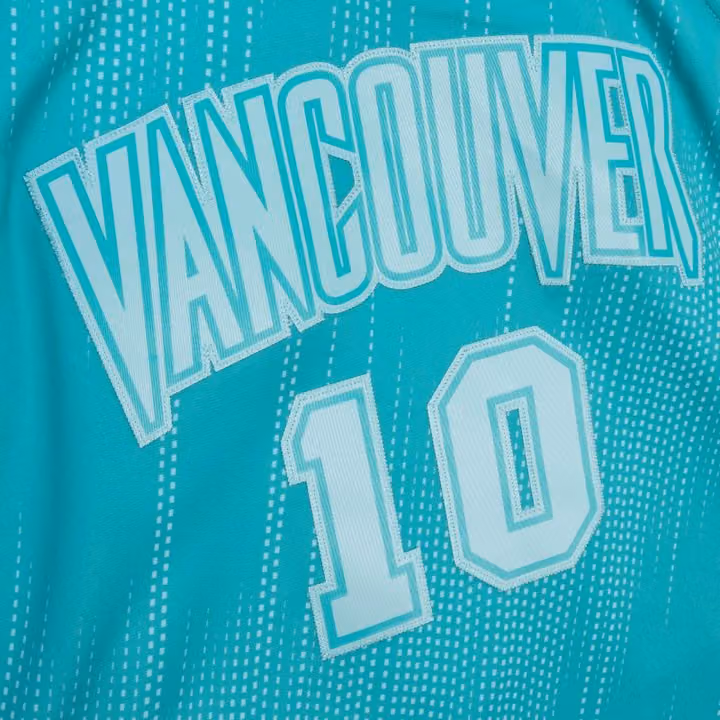 Mike Bibby #10 Vancouver Grizzlies Monochrome Mitchell & Ness Swingman NBA Jersey Teal view 4