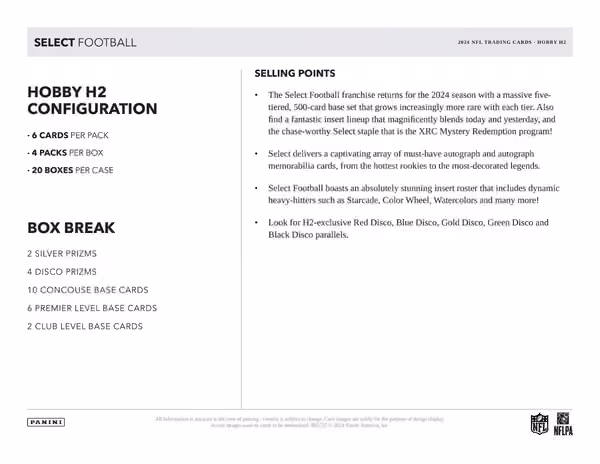 2024 Panini Select Football NFL H2 Box view 4