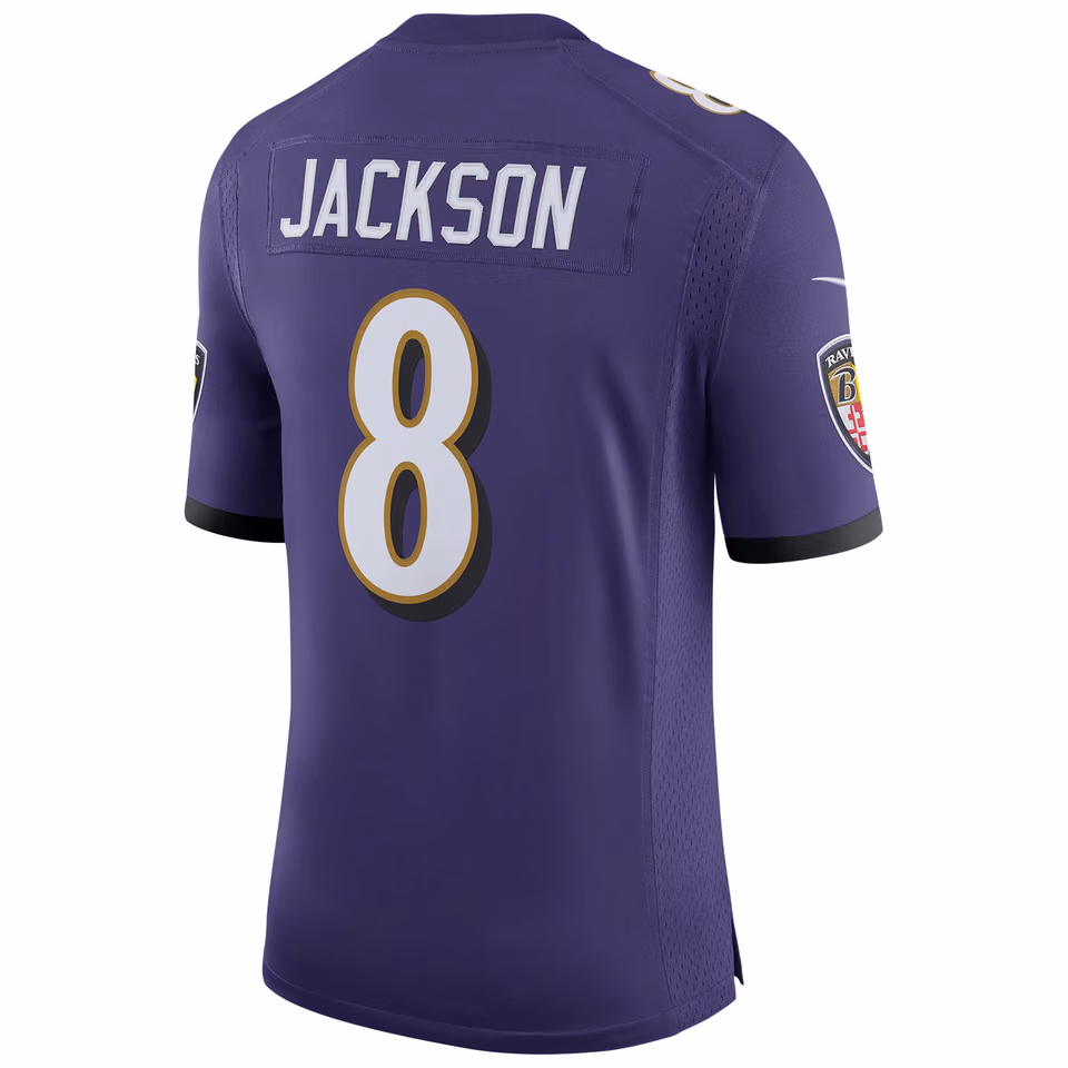Lamar Jackson #8 Baltimore Ravens Nike Speed Machine Limited NFL Jersey Purple view 3
