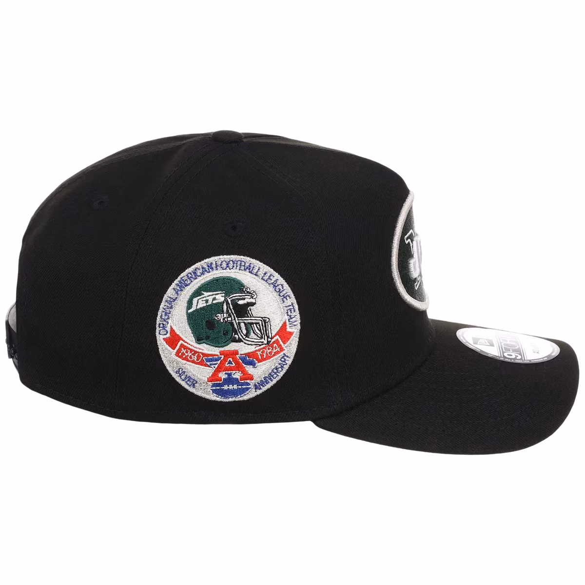 New York Jets NFL Black Dome New Era 9FORTY A-Frame detail view