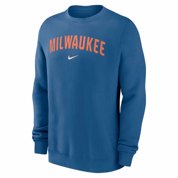 Milwaukee Brewers City Connect 2-Hit Club Crew Pullover Blue view 2