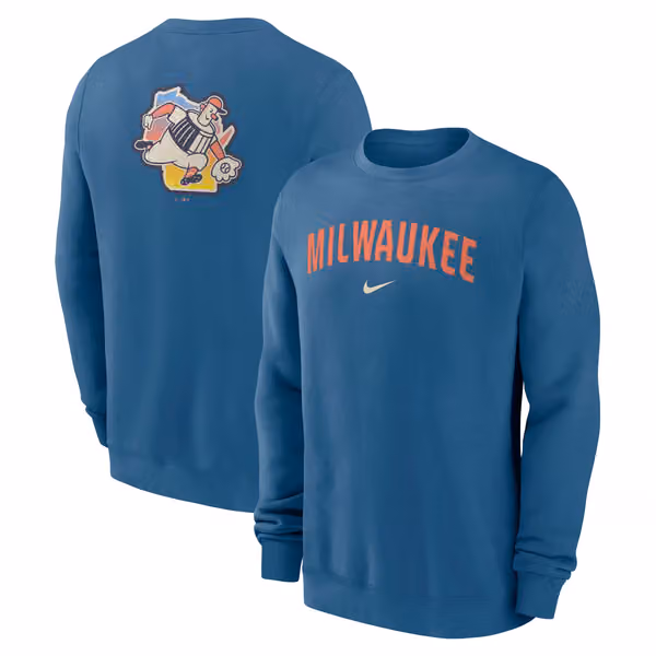 Milwaukee Brewers City Connect 2-Hit Club Crew Pullover Blue view 1
