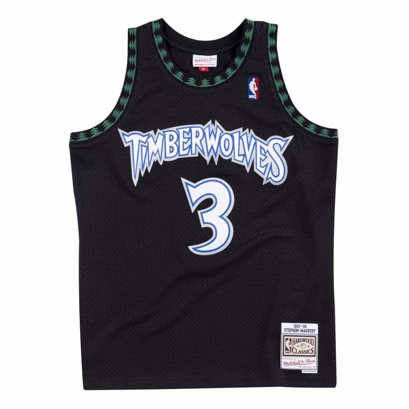 Stephon Marbury #3 Minnesota Timberwolves 1997-98 Swingman NBA Jersey Black view 1