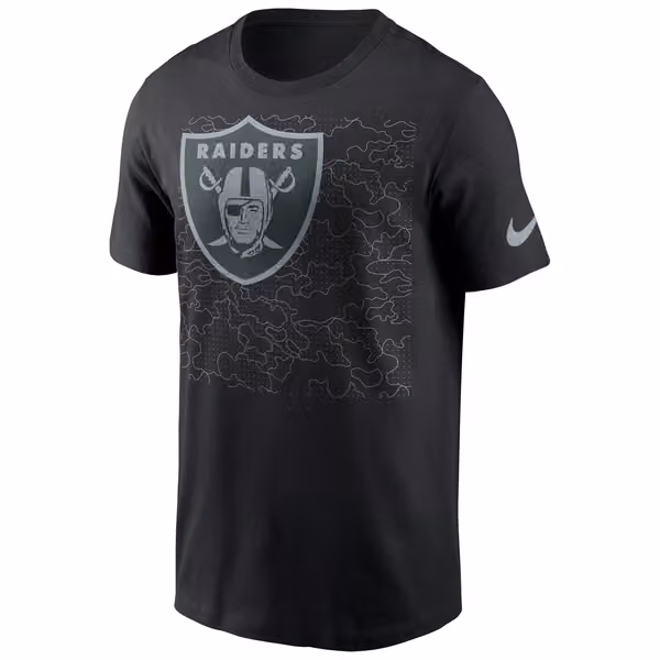 Las Vegas Raiders Reflective RFLCTV Nike Essential NFL T-Shirt Black view 1