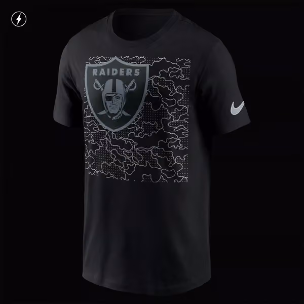 Las Vegas Raiders Reflective RFLCTV Nike Essential NFL T-Shirt Black view 3