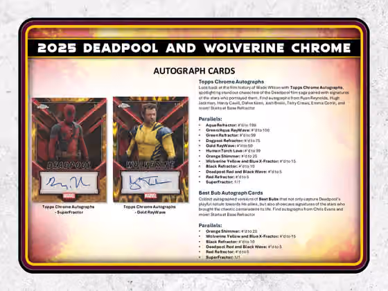 2025 topps Chrome Deadpool Blaster Box view 6