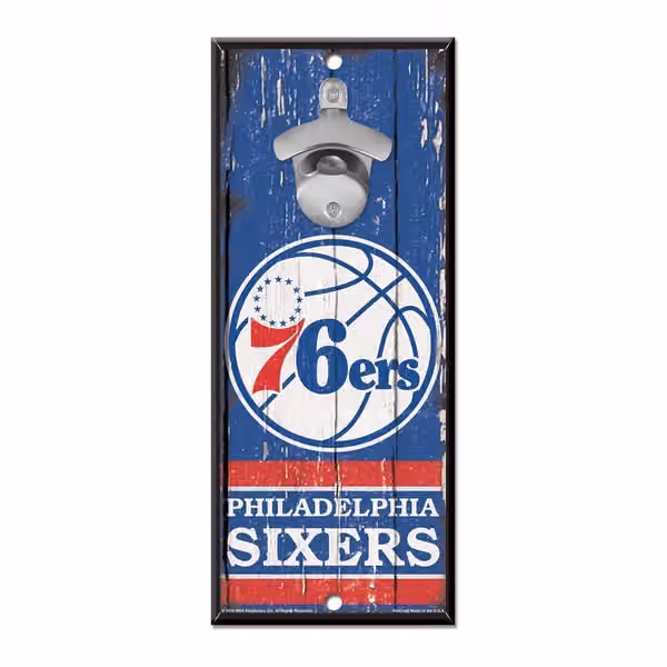 Philadelphia 76ers NBA Bottle Opener Sign view 1