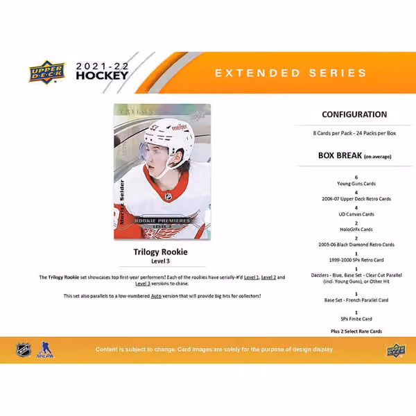 2021/22 Upper Deck Extended Series NHL Hockey Hobby Box view 5