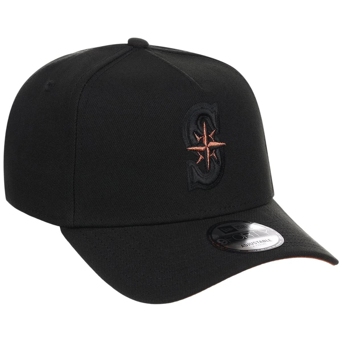 Seattle Mariners MLB Black x Rust FASHION CORE New Era 9FORTY A-Frame front view