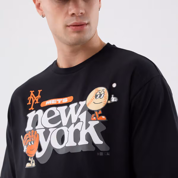 New York Mets Icon Graphic MLB T-Shirt Black view 3